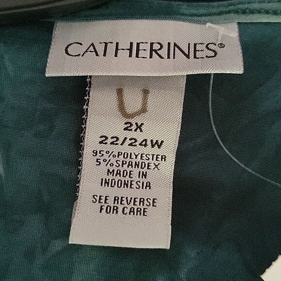 NEW 2X CATHERINE'S GREEN BLACK SEQUIN 3/4 SLEEVE HOLIDAY TUNIC TOP 22 24 NWT - Picture 3 of 11